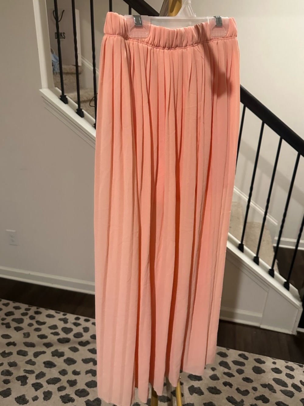 Papaya Peach Pleated Maxi Skirt